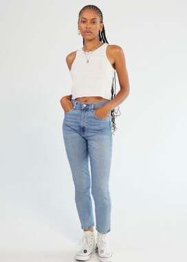 BDG High-Rise Girlfriend Crop Jeans in Light Wash